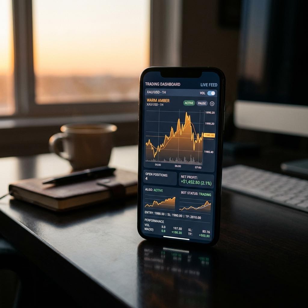 Tableau de bord Trancheoir plateforme de trading crypto IA sur smartphone